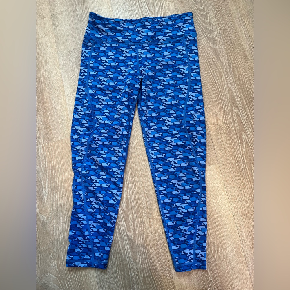 Vineyard Vines active full length leggings zipper pocket blue size medium